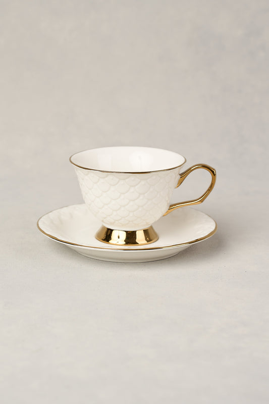 Ripple White Cup & Saucer