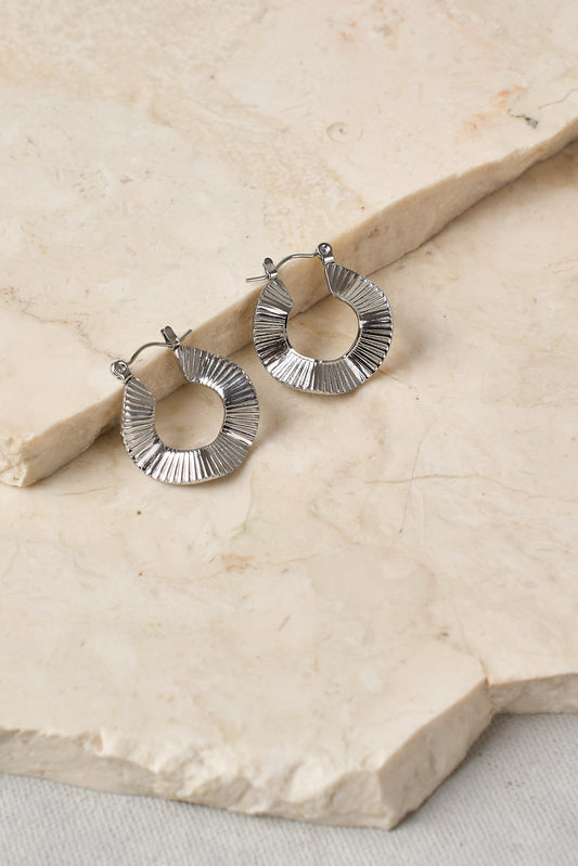Silver Sculptural Hoops